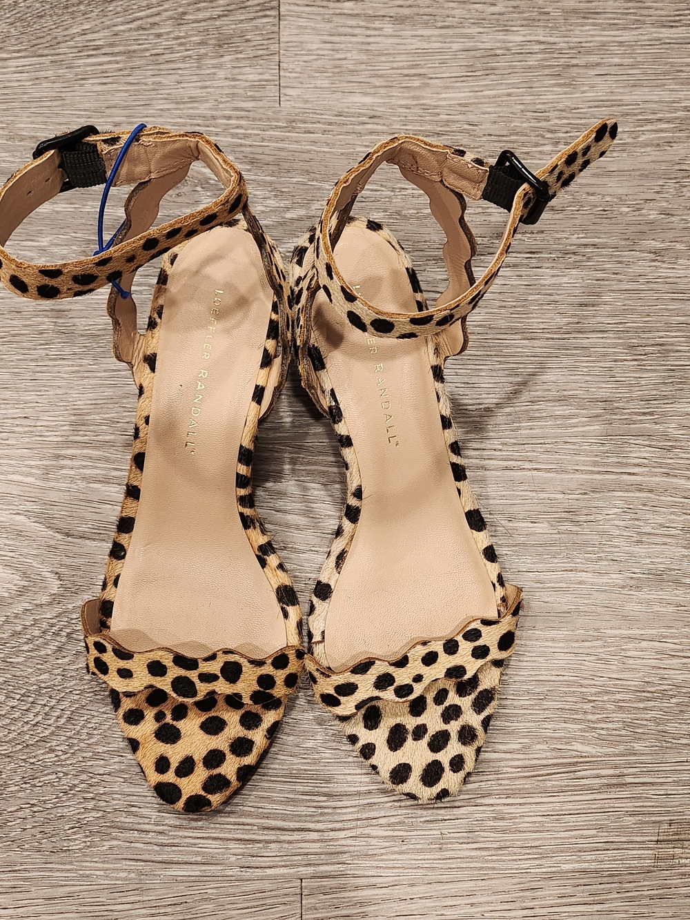 Loeffler Randall Leopard Print Scalloped Ankle-Strap Heels - Tan/Black